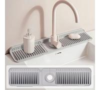 Tappetino per rubinetto in silicone da 60 cm per lavello della cucina - Design con pendenza di 6° e pulsante di fissaggio, paraschizzi raccoglitore d'acqua ad asciugatura rapida dietro il rubinetto