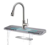 Tappetino per rubinetto in silicone di seconda generazione, antigoccia per rubinetto da cucina con centrale circolare tagliabile per lavello da cucina, su misura per rubinetti con piastra di copertura