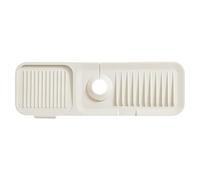 Tappetino per rubinetto in silicone per lavello da cucina 14x45 cm Paraspruzzi per lavello e tappetino drenante con pendenza Protezione per bancone autodrenante per dietro il rubinetto Bianco