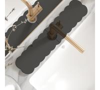 Tappetino per rubinetto in terra di diatomee a forma di U, 40 x 10 cm, per lavello da cucina e piano di lavoro del bagno, tappetino antigoccia antiscivolo ad asciugatura rapida, bianco e grigio