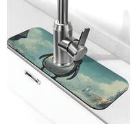 Tappetino per rubinetto meccanizzato con piccolo pinguino paraspruzzi, tappetino per rubinetto della cucina, tappetino per asciugare il rubinetto della cucina, tappetino antigoccia per bagno (38,1 x