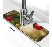 Tappetino per rubinetto Merry Christmas per lavello da cucina, aggiornamento premium 2025: diatomite super assorbente ad asciugatura rapida rubinetto ventosa lavabile lavello da cucina paraspruzzi