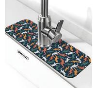 Tappetino per rubinetto multicolore con geco lucertola cartone animato per lavello da cucina, tappetino drenante per lavello da cucina, paraspruzzi, assorbente ad asciugatura rapida, tappetino per