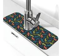 Tappetino per rubinetto multicolore con lucertola geco per lavello da cucina, tappetino drenante per lavello da cucina, paraspruzzi, assorbente ad asciugatura rapida, tappetino per lavello da cucina