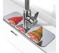 Tappetino per rubinetto per lavello, 38,1 x 14 cm, in diatomite super assorbente, ad asciugatura rapida, in pietra, con ventosa, per il bagno e la cucina