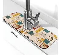 Tappetino per rubinetto per lavello, 38,1 x 14 cm, in diatomite super assorbente, ad asciugatura rapida, in pietra di metà secolo, moderno rubinetto antigoccia, tappetino per asciugatura per bagno e