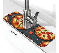 Tappetino per rubinetto per lavello 38,1 x 14 cm, in diatomite super assorbente, ad asciugatura rapida, in pietra, con ventosa, per pizza e cibo, tappetino per asciugare il bagno, il bancone della