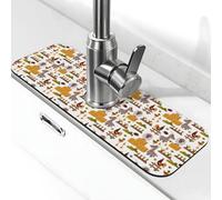 Tappetino per rubinetto per lavello da cucina, con pecora, pollo, carota, riccio, anatra, tappetino drenante per lavello da cucina, paraspruzzi, assorbente, ad asciugatura rapida, tappetino per