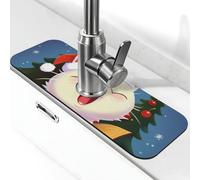 Tappetino per rubinetto per lavello da cucina con scritta "Cute Cat Sing Christmas Carols" - Aggiornamento premium 2025: diatomite super assorbente, ad asciugatura rapida, con ventosa, lavabile