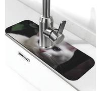 Tappetino per rubinetto per lavello da cucina, paraspruzzi, super assorbente, tappetino drenante, gatto bianco dietro il rubinetto, vassoio raccogli gocce tappetino per asciugatura tappetino per