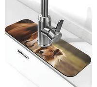 Tappetino per rubinetto per lavello da cucina, paraspruzzi, super assorbente, tappetino drenante per collie cane e cavallo insieme dietro il rubinetto raccogli gocce vassoio tappetino per asciugatura