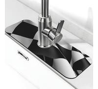 Tappetino per rubinetto per lavello da cucina, paraspruzzi, super assorbente, tappetino drenante per rubinetto nero bianco motivo bandiere dietro il rubinetto raccogli gocce vassoio tappetino per