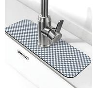 Tappetino per rubinetto quadrato grigio bianco scozzese per lavello da cucina, assorbente ad asciugatura rapida per lavello da cucina, tappetino paraspruzzi, carino intorno al rubinetto drenante per