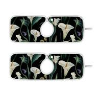 Tappetino per rubinetto splash per lavello da cucina protettore appendibile confezione da 2 tappetini per rubinetto con previene l'accumulo di umidità 76,2 cm Art Calla Lily Flower verde e bianco