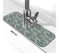 Tappetino per rubinetto verde capra dipinto per lavello da cucina, tappetino drenante per lavello da cucina, paraspruzzi, assorbente ad asciugatura rapida, tappetino per lavello da cucina