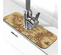 Tappetino per rubinetto vintage con mappa del tesoro per lavello da cucina, aggiornamento premium 2025: diatomite super assorbente ad asciugatura rapida rubinetto ventosa lavabile lavello da cucina