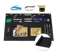 Tappetino per saldatura antistatico, extra large, 70 x 40 cm, resistente al calore, in silicone, tappetino di riparazione ESD oversize per riparazione di cellulari e laptop, con cinturino da polso e