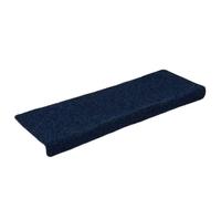 Tappetino per scale adesivi 15 pezzi 65 x 21 x 4 cm blu scuro | Polipropilene resistente, lavabile in lavatrice, riduzione del rumore, adesivo stabile, design rettangolare blu notte