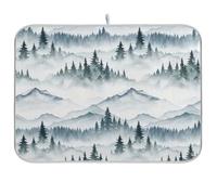 Tappetino per scolapiatti con alberi di pino e montagna per bancone della cucina, 45,7 x 61 cm, reversibile, assorbente, grande protezione per piano di lavoro della cucina