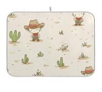 Tappetino per scolapiatti con motivo di gatto e cowboy, tappetino assorbente per asciugare i piatti, resistente al calore, tappetino per asciugare piatti da cucina, grande 45,7 x 61 cm