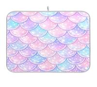 Tappetino per scolapiatti estetico a forma di sirena, in microfibra, tappetino protettivo per piano di lavoro, 40,6 x 45,7 cm