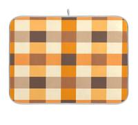 Tappetino per scolapiatti in acciaio giallo a quadretti marrone per bancone della cucina, asciugatura lavastoviglie, opaco per asciugare i piatti XL 18 x 24
