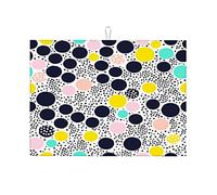 Tappetino per scolapiatti nordico con pois grigi e geometria, grande, morbido, 18 x 24 pollici