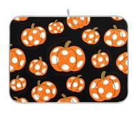 Tappetino per scolapiatti riutilizzabile a forma di zucca nera, 45,7 x 61 cm, rettangolare, grande tappetino sotto scolapiatti decorativo per la casa