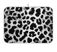 Tappetino per scolapiatti riutilizzabile con stampa leopardata nera 45,7 x 61 cm, rettangolare, grandi stuoie per asciugare piatti decorativi per la casa