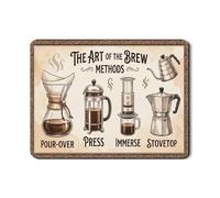 Tappetino per scolapiatti vintage con metodi di preparazione del caffè, per bancone della cucina, tappetino in gomma assorbente marrone rustico per scolapiatti in pelle PU, 45,7 x 61 cm