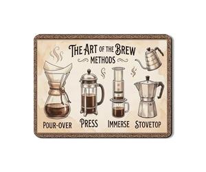 Tappetino per scolapiatti vintage con metodi di preparazione del caffè, per bancone della cucina, tappetino in gomma assorbente marrone rustico per scolapiatti in pelle PU, 45,7 x 61 cm