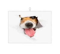 Tappetino per scolapiatti XL con immagine di faccia di cane divertente, facile da usare, grande, 18 x 24 pollici