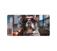 Tappetino per scrivania con bulldog francese che indossa occhiali da sole, tappetino per mouse da gioco, base in gomma naturale antiscivolo resistente, 59,9 x 30 cm, copertura completa della scrivania
