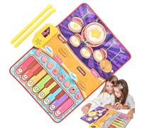 Tappetino per suonare batteria per pianoforte, tappetino musicale per bambini, tastiera per pianoforte e tappetino a batteria con 2 bacchette - Tappetino musicale 2 in 1, 8 suoni di strumenti