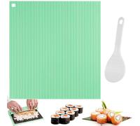 Tappetino per Sushi in Silicone,Verde Antiaderente Set per Fare Sushi con Cucchiaio per Riso,Riutilizzabile Stuoia per Sushi per i Principianti e gli Appassionati di Sushi fai da te