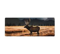 Tappetino per tastiera con alce nel prato con base in gomma antiscivolo e bordi cuciti, adatto per ufficio e casa, 80 x 30 cm