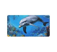 Tappetino per tastiera con delfino nella barriera corallina, grande tappetino per mouse da gioco, antiscivolo, per scrivania, lavoro, casa, 30 x 60 cm