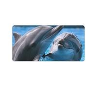 Tappetino per tastiera con due delfini nell'acqua, grande tappetino per mouse da gioco, antiscivolo, per scrivania, lavoro, casa, 30 x 60 cm