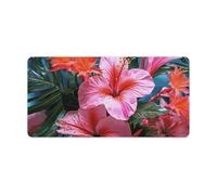 Tappetino per tastiera con fiori rosa e piante tropicali, tappetino per mouse da gioco, antiscivolo, per scrivania, lavoro, casa, 30 x 60 cm