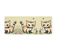 Tappetino per tastiera e mouse extra-large con gatto e farfalla (30,5 x 80 cm), adatto per computer, console di gioco, ecc., Adatto sia per ufficio che per studio, migliorando l'efficienza e il