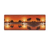 Tappetino per tastiera e mouse oversize con motivo cammelli nel sole della sera 30,5 x 80 cm, design Lock-Edge, antiscivolo e resistente all'usura,