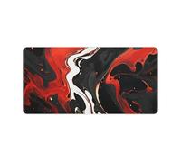 Tappetino per tastiera in marmo nero e rosso, grande tappetino per mouse da gioco, tappetino antiscivolo per scrivania, lavoro e casa, 30 x 60 cm