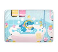 Tappetino per vasca da bagno a forma di delfino, blu, extra large, riutilizzabile, altamente assorbente, portatile, per bambini, 132,1 x 86,4 cm (lunghezza x larghezza)