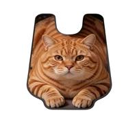 Tappetino per WC a forma di U con motivo gatto 3D, assorbente, 60 x 40 cm, con ritaglio, diversi disegni di gatti, per bagno e WC, superficie piatta stampata