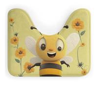 Tappetino per WC Happy Bee, assorbente, a forma di U, antiscivolo, per il bagno (50,8 x 40,6 cm)