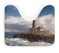 Tappetino per WC Sea Lighthouse, assorbente, ad asciugatura rapida, a forma di U, antiscivolo, per il pavimento del bagno (50,8 x 40,6 cm)