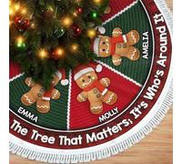 Tappetino personalizzato per albero di Natale con pupazzo di neve e pan di zenzero, regalo di compleanno per mamma, papà, fratelli, sorella, non è quello che c'è sotto gli alberi che conta, è chi lo