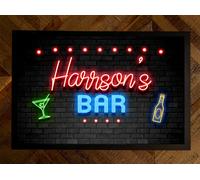 Tappetino Personalizzato Per Bar - Effetto Neon Bar Cocktail Anni '80 60 X 40 Cm