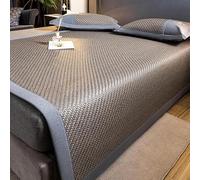 Tappetino pieghevole in bambù, materasso rinfrescante estivo, traspirante, morbido, tappetino Mahjong per letto singolo/matrimoniale, divano, sedia da pavimento, grigio, 200 x 220 cm, perfetto per il