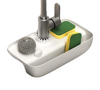 Tappetino pieghevole in silicone per lavello con scolapiatti per cucina e bagno, protegge il piano di lavoro dall'acqua e organizza spugne e accessori per la pulizia (bianco)